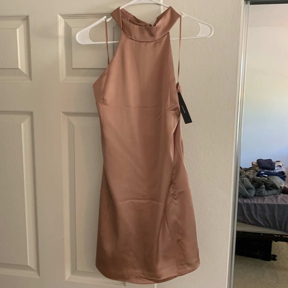 LULU’s Satin Champagne Pink Halter Dress *brand new*